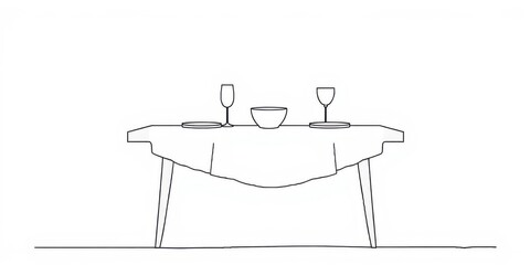 Elegant table setting for two with wine glasses and plates ready for a romantic meal