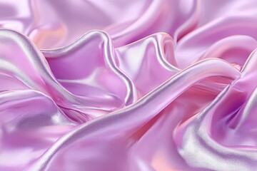Obraz premium Abstract background of flowing and elegant iridescent light pink silk fabric with soft folds, highlighting the luxurious texture and gentle curves, for modern designs.
