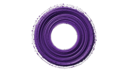 Abstract Purple Circular Brush Stroke Texture circle isolated on a transparent background