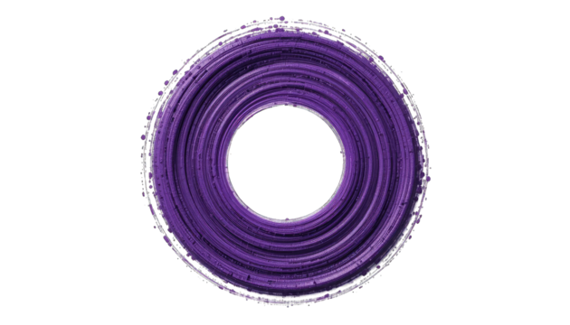 Abstract Purple Circular Brush Stroke Texture circle isolated on a transparent background