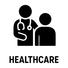 Illustration of a doctor with a stethoscope examining a patient in black and white style