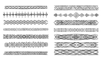 Ethnic Tribal Border &ndash; Traditional Hand-Drawn Divider and Doodle Separator with Ancient Geometric Motif, Line Brush for Frames and Decorative Design Elements