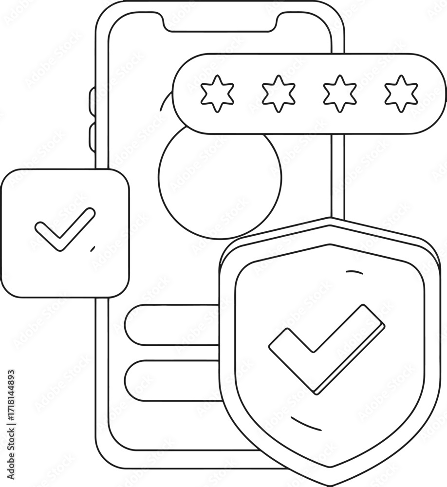 Aufkleber secure your digital world with a smartphone protected by a shield and verified checkmark, ensuring d