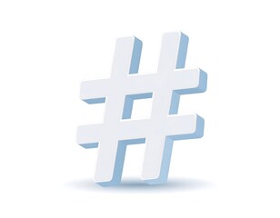 Obraz premium 3D rendered light gray hashtag symbol