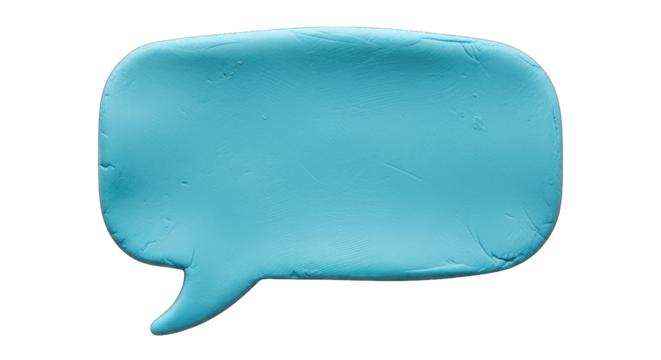 Blue Clay Speech Bubble Against Black Background chat isolated on a transparent background