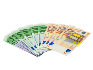 Money stacks coin and euro bill arrangement in business environment close-up view for financial insights