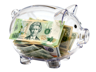 Saving strategies coin stack and money management in a piggy bank home financial planning indoor wealth concept