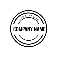 Minimalist Black and White Circular Company Logo Design Template with Placeholder Tagline on White Background, Flat Vector Elements, Vector Illustration, Simple Vector, Stylized Vector Drawing,