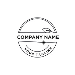 Minimalist Black and White Company Logo Design with Starburst, Arcs, and Customizable Tagline on White Background, Flat Vector Elements, Vector Illustration, Simple Vector, Stylized Vector Drawing,