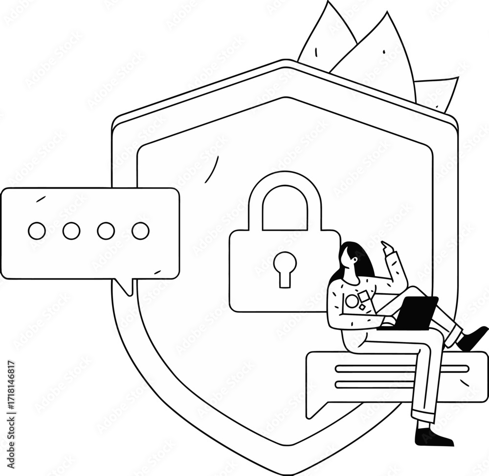 Poster design security shield protection data privacy secure network internet safety cyber security online 