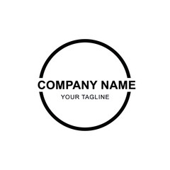 Minimalist Black and White Company Logo Template with Circular Graphic and Placeholder Text, Flat Vector Elements, Vector Illustration, Simple Vector, Stylized Vector Drawing, Vector Template, Clean