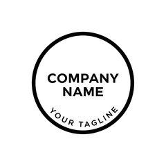 Minimalist Black and White Circle Logo Template with Placeholder Text for Company Name and Tagline on an Isolated White Background, Flat Vector Elements, Vector Illustration, Simple Vector, Stylized