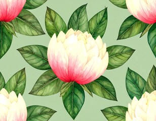 Floral pattern with magnolia blossoms