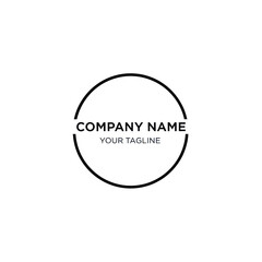 Minimalist Black and White Company Logo Design with Open Circle and Tagline on White Background, Flat Vector Elements, Vector Illustration, Simple Vector, Stylized Vector Drawing, Vector Template,