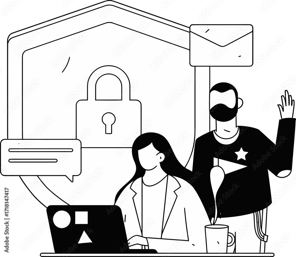 Poster design security data protection privacy secure network cyber security safety online security protect
