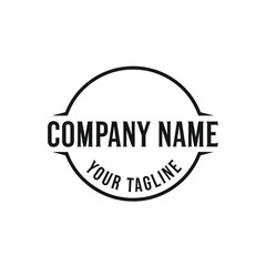 Black and White Style Company Logo Template with Customizable Text and Curved Design on Isolated White Background, Flat Vector Elements, Vector Illustration, Simple Vector, Stylized Vector Drawing,