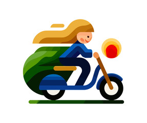 Person riding scooter delivery