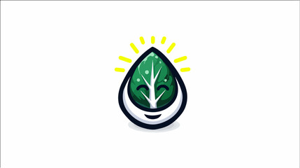Smiling green leaf logo design