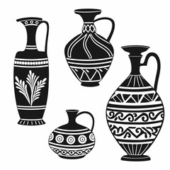 Collection Of Ancient Greek Style Pottery Silhouettes