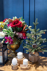 Flowers in a vase on the table for home decoration
