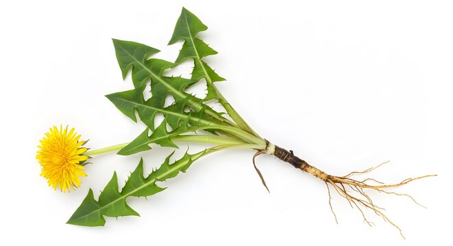 Dandelion plant with roots