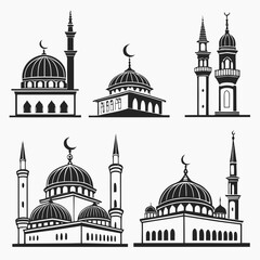 Collection of Islamic Mosque Architectural Silhouettes