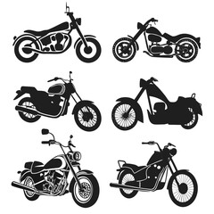 Obraz premium Collection of Six Motorcycle Silhouettes motorbike