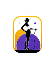 Woman exercising with jump rope silhouette design