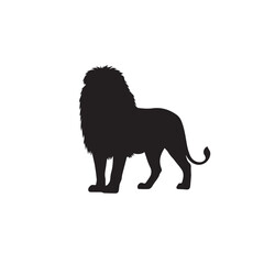 Majestic Lion Silhouette Isolated on White Background – Wild Animal Vector Illustration