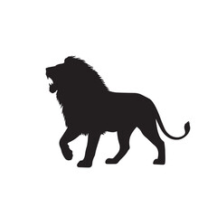 Majestic Lion Silhouette Isolated on White Background – Wild Animal Vector Illustration