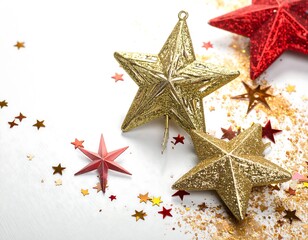Christmas stars on white background