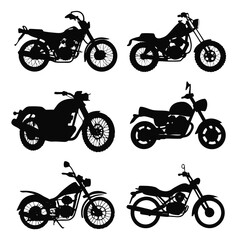 Obraz premium Diverse Motorcycle Silhouettes in Black and White motorbike