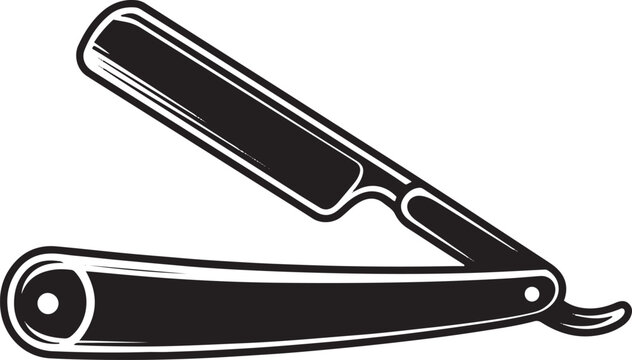 Straight Razor Open Blade Shaving Tool Barber Shop Equipment Cutthroat Razor Illustration