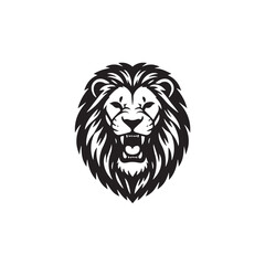 Majestic Lion Silhouette Isolated on White Background – Wild Animal Vector Illustration