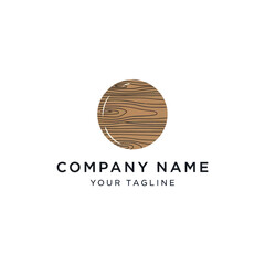 Modern Wood Grain Round Logo Design for Company Branding, featuring Name and Tagline, Isolated on White Background, Flat Vector Elements, Vector Illustration, Simple Vector, Stylized Vector Drawing,