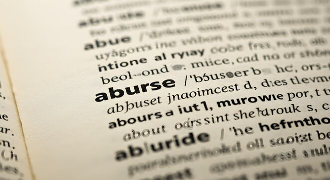 Dictionary page showing word abuse