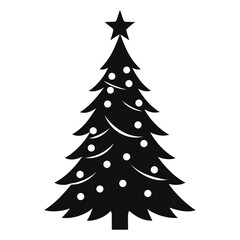 A festive Christmas tree illustration isolated on white background. Perfect for holiday cards, decorations, and seasonal designs. Vector graphic is simple and elegant.
