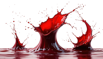 Red Liquid Splash Against Black Background fluid dynamic isolated on a transparent background