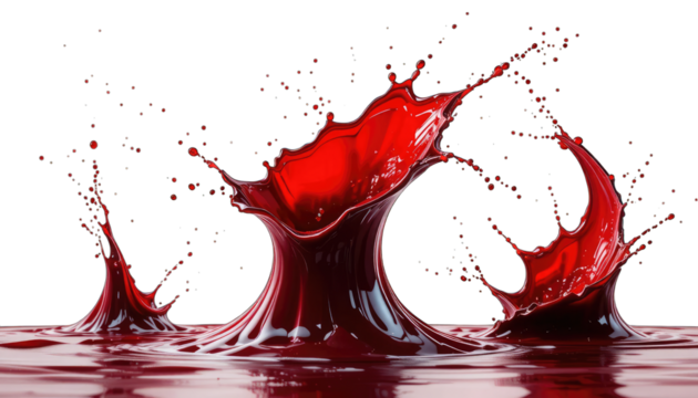 Red Liquid Splash Against Black Background fluid dynamic isolated on a transparent background