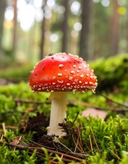 Red mushroom in forest
