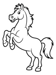 Happy cartoon horse rearing up on hind legs