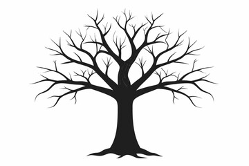Vector art of silhouette of a bare tree in black and white