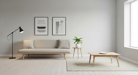Minimalist Living Room with Modern Art and Natural Light