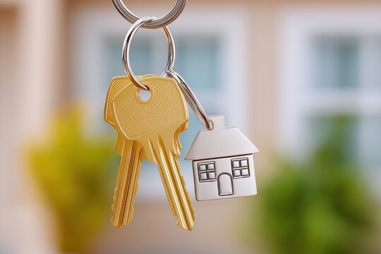 House Keys on Ring with House Keychain
