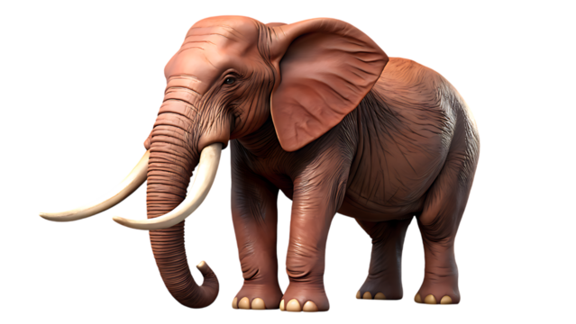 A majestic african elephant with large tusks stands proudly showcasing its immense size and textured skin isolated on transparent background