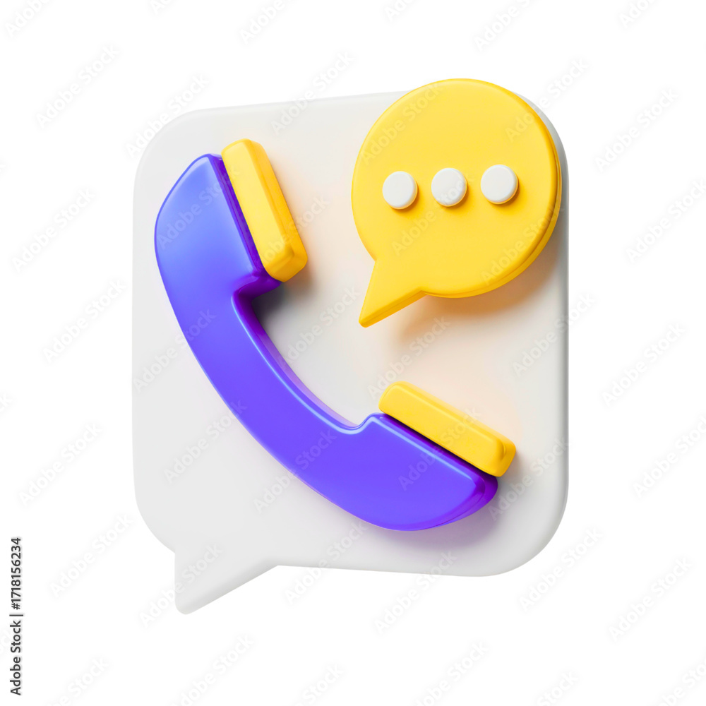 Aufkleber rendered phone receiver inside speech bubble with message indicator icon on transparent background