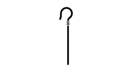Simple black and white illustration of a shepherd s crook or walking stick