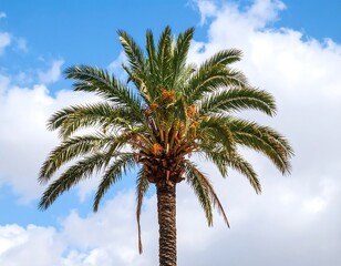 Obraz premium Palm tree against a partly cloudy sky