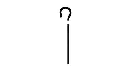 Simple black and white illustration of a shepherd s crook or walking stick