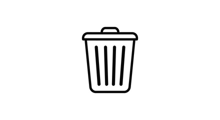 Simple black and white line drawing of a covered waste bin icon